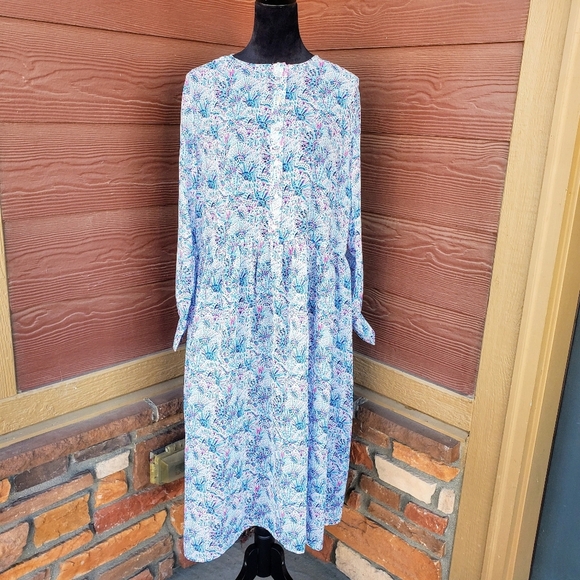 NWT Simply Southern Blue and Pink Multicolor Semisheer Buttontop Coverup Dress - Picture 15 of 16